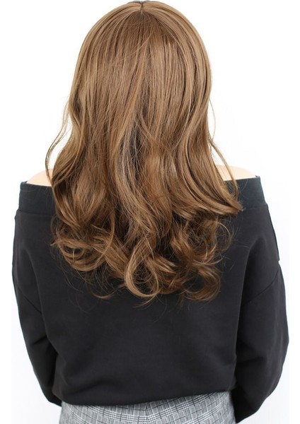 Dalgalı Perçemli Orta Boy Fiber Sentetik Peruk / Kumral fırsatları