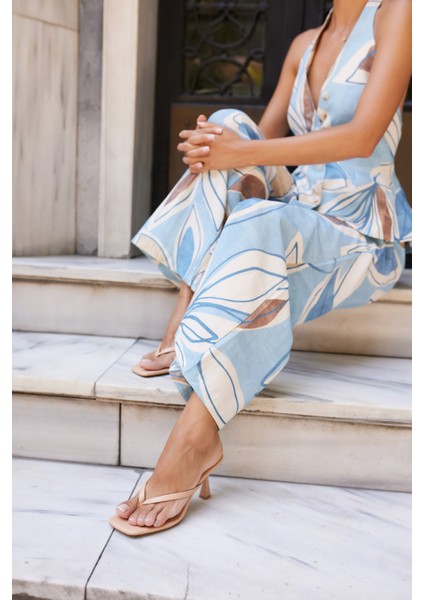 Mist Kadın Bej Nude Parmak Arası Detay Topuklu Terlik fiyatları