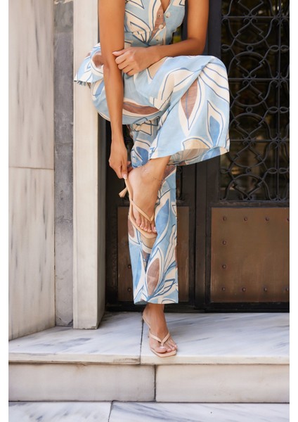 Mist Kadın Bej Nude Parmak Arası Detay Topuklu Terlik