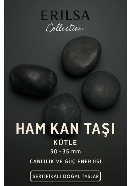 Sertifikalı Ham Kan Taşı Kütle 30–35 mm Canlılık Güç ve Koruma Enerjisi Taşı