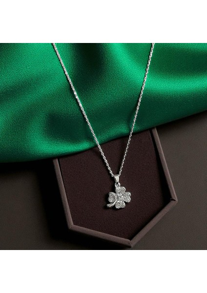 316L Çelik Yonca Kolye Çelik Kadın Kolye Taşlı Dört Yapraklı Şans Kolyesi, Gümüş Renk Çelik Kolye, 316L Çelik Kolye, Gümüş Renk Kolye, Yonca Kolye, Taşlı Kolye, Şans Kolyesi, Dört Yapraklı Kolye