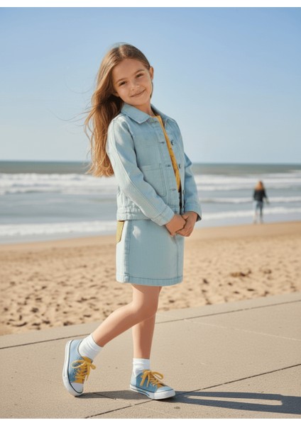 %100 Pamuk Açık Mavi Ince Denim Yazlık Unisex Çocuk Ceket fırsatları