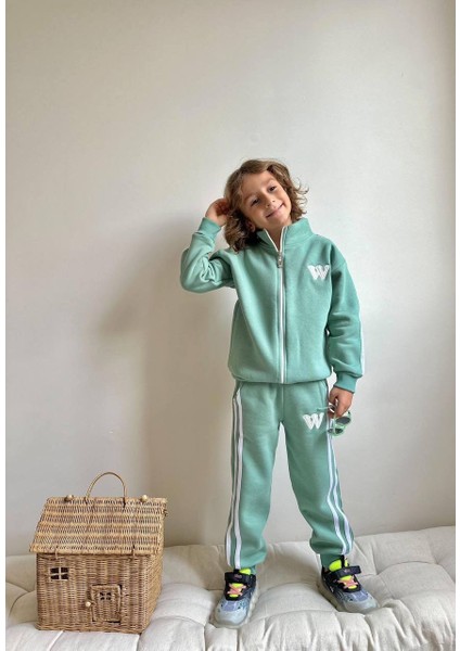 Erkek Çocuk W Şeritli Fermuarlı Sweatshirt Kışlık Takım fiyatları