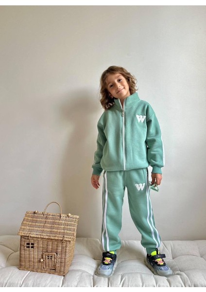 Erkek Çocuk W Şeritli Fermuarlı Sweatshirt Kışlık Takım fırsatları