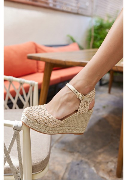 Tiri Kadın Bej Espadrıl Dolgu Taban Ispanya Uretım Sandalet