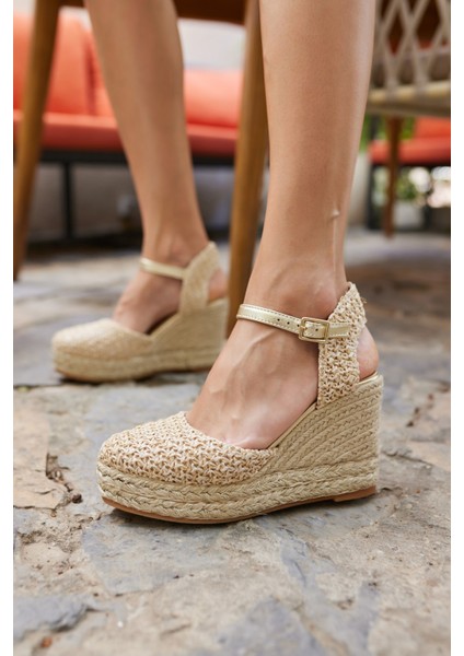 Tiri Kadın Bej Espadrıl Dolgu Taban Ispanya Uretım Sandalet
