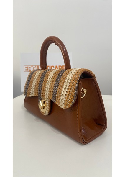 Hasır Nakışlı Kadın El ve Omuz Çantası / Çanta / Çanta