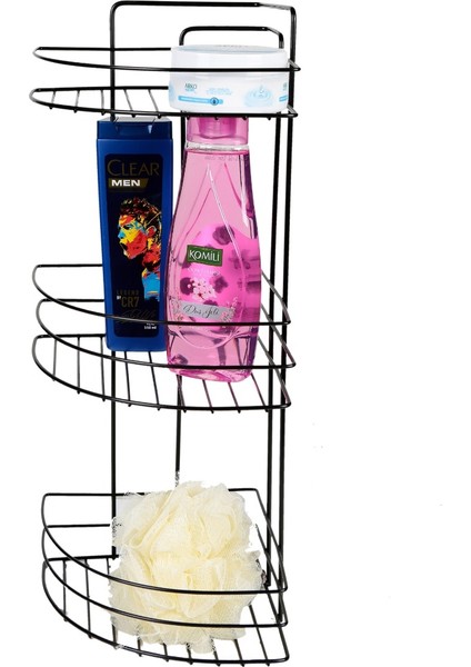 Mk-Üçlü Köşe Şampuanlık Siyah 53X21X29 cm