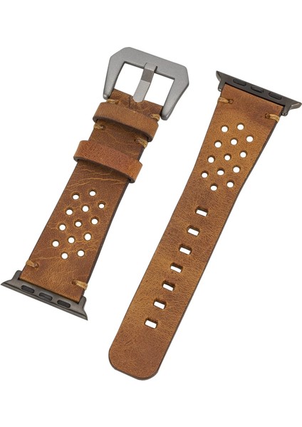 Apple Watch Uyumlu Deri Kordon Vigo 42-44-45MM G19 Taba fırsatları