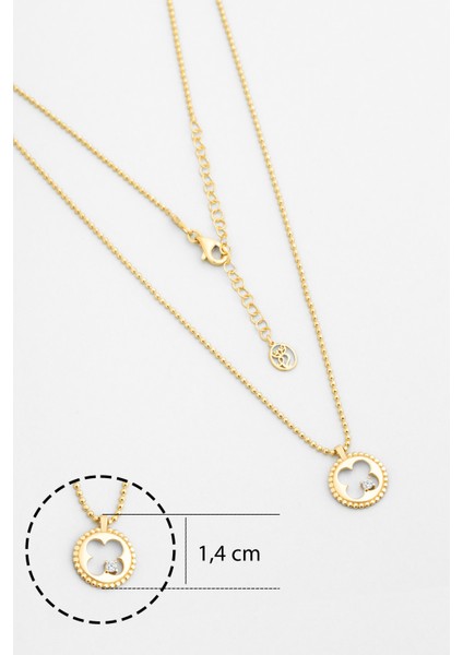 Şans Yoncası 18 Ayar Sarı Altın Kaplama 44 cm Gümüş Kolye modelleri