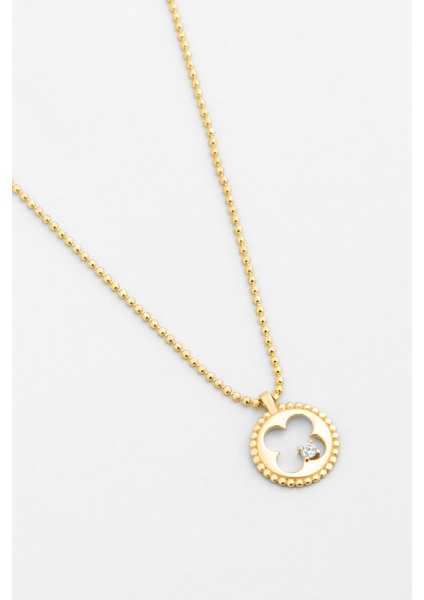 Şans Yoncası 18 Ayar Sarı Altın Kaplama 44 cm Gümüş Kolye indirimleri