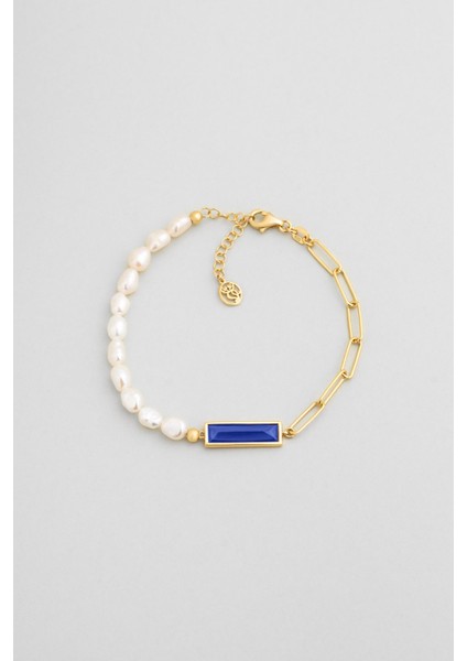 Pearl Ocean 18 Ayar Sarı Altın Kaplama 19 cm Gümüş Bileklik