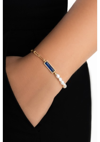 Pearl Ocean 18 Ayar Sarı Altın Kaplama 19 cm Gümüş Bileklik fiyatları