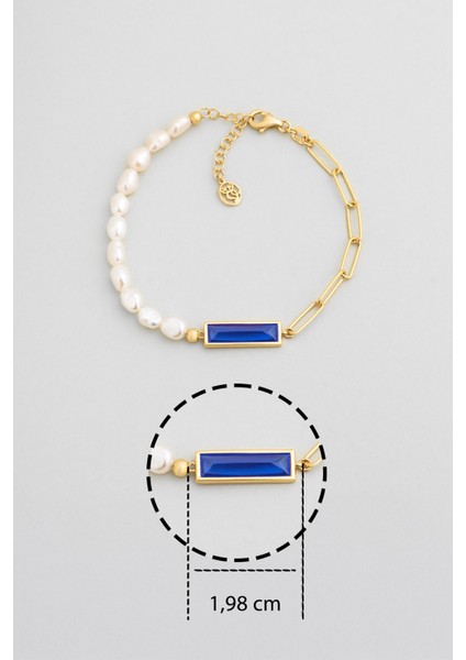 Pearl Ocean 18 Ayar Sarı Altın Kaplama 19 cm Gümüş Bileklik modelleri