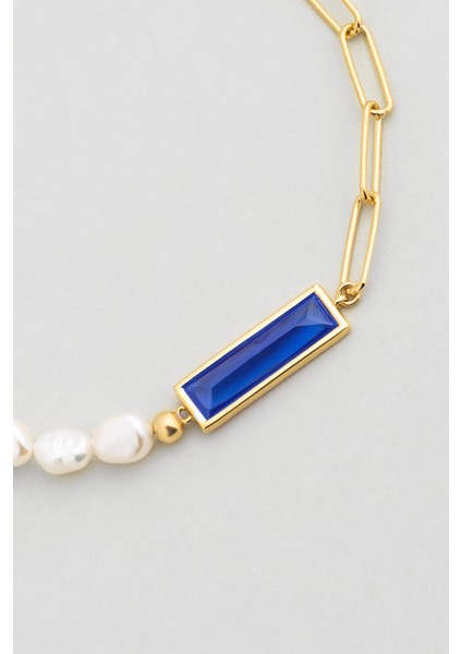 Pearl Ocean 18 Ayar Sarı Altın Kaplama 19 cm Gümüş Bileklik indirimleri