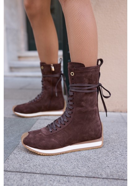 Carmira Kadin Kahve Gercek Suet Boksor Sneaker Bot fiyatları