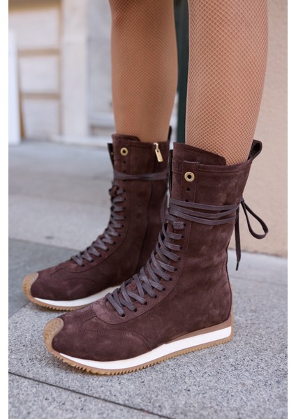 Carmira Kadin Kahve Gercek Suet Boksor Sneaker Bot fırsatları