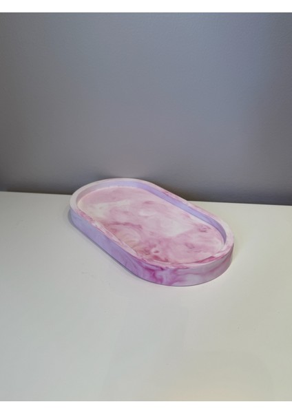 El Yapımı Pembe Mermer Desenli Oval Takı & Sunum Tabağı indirimleri