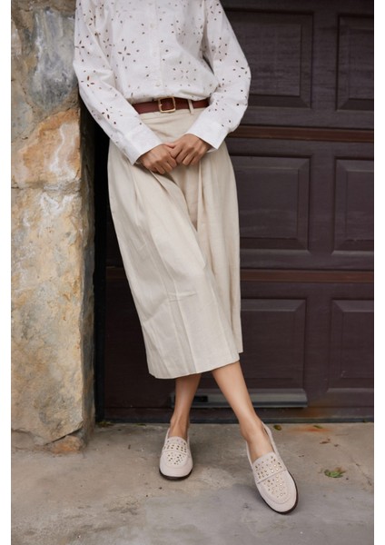 Samula Kadın Bej Suet Loafer Ayakkabı modelleri