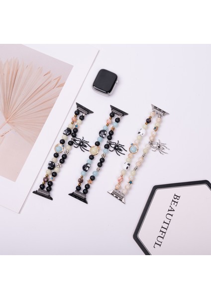 Apple Watch Series 10 Ultra 9 8 7 Se 6 5 4 3 2 1 46MM 49MM 45MM 44MM 42MM Için Örümcekli Kolye Ucuyla Parlayan Kayış - Yeşil Işık + Gümüş (Yurt Dışından) fiyatları