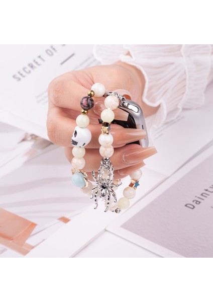 Apple Watch Series 10 Ultra 9 8 7 Se 6 5 4 3 2 1 46MM 49MM 45MM 44MM 42MM Için Örümcekli Kolye Ucuyla Parlayan Kayış - Yeşil Işık + Gümüş (Yurt Dışından) fırsatları