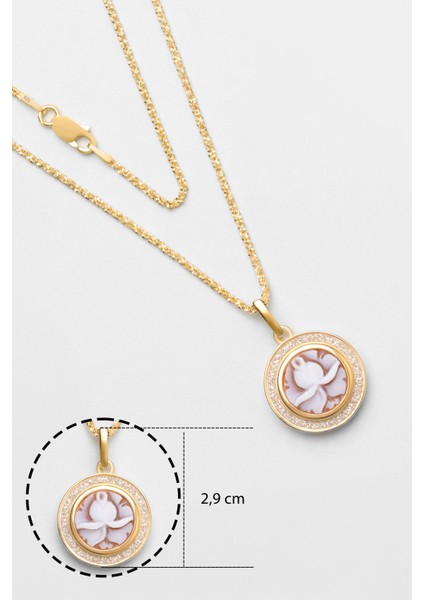 Cameo Italiano 18 Ayar Sarı Altın Kaplama 50 cm Gümüş Çiçek Kolye modelleri