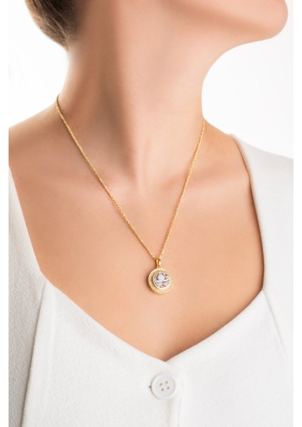 Cameo Italiano 18 Ayar Sarı Altın Kaplama 50 cm Gümüş Çiçek Kolye fırsatları