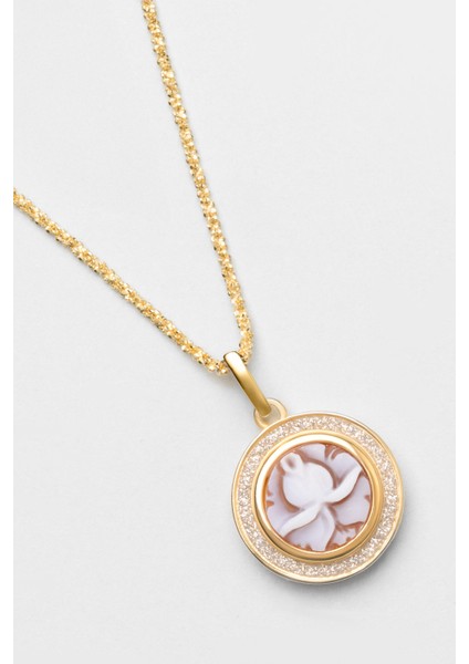 Cameo Italiano 18 Ayar Sarı Altın Kaplama 50 cm Gümüş Çiçek Kolye indirimleri