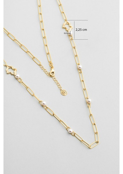 Ophelia 18 Ayar Sarı Altın Kaplama 64 cm Gümüş Inci Kolye modelleri