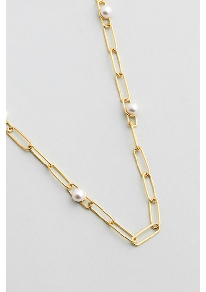 Ophelia 18 Ayar Sarı Altın Kaplama 64 cm Gümüş Inci Kolye indirimleri