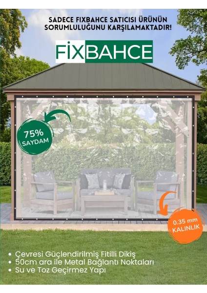 Fixbahçe 3.5mx2.5m Şeffaf Pvc Rüzgar,Yağmur Geçirmez Sera Naylonu