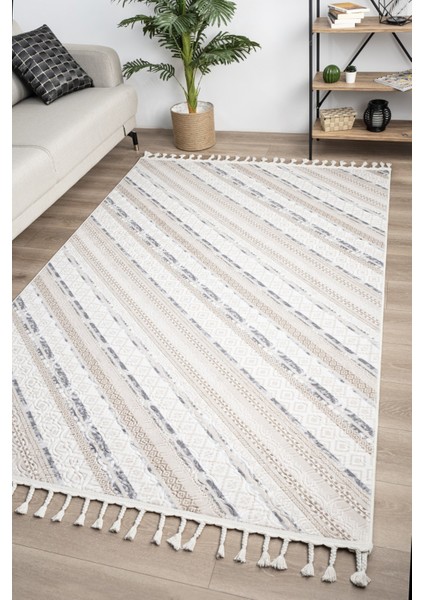 Brendon mt Iskandinav Halı Premium Kalite Oturma Odası, Mutfak, Antre, Koridor Halısı 8001 Krem