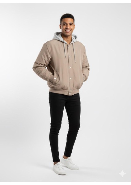 Oversize Kapişonlu Bomber Ceket