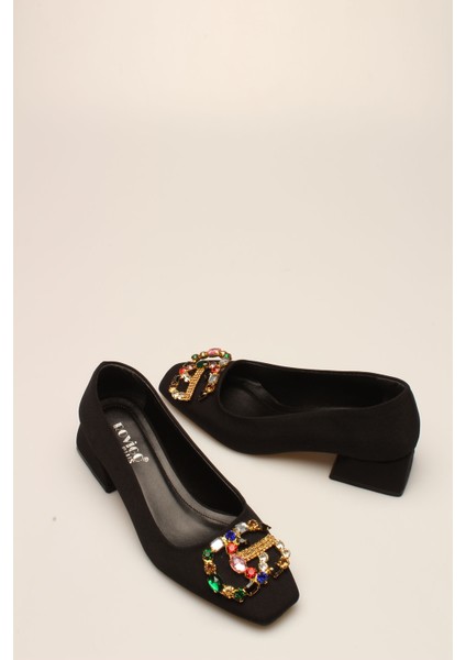 Idil Siyah Saten Taşlı Kadın Topuklu modelleri