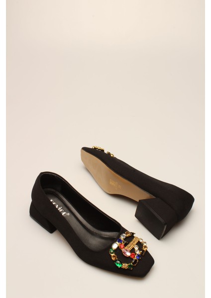 Idil Siyah Saten Taşlı Kadın Topuklu fırsatları