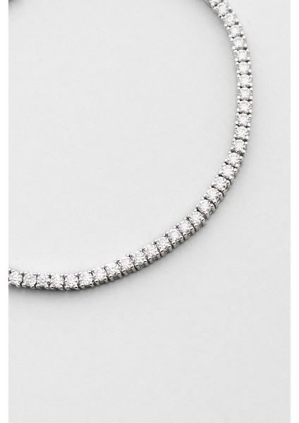 Mozanit Rüyası 18 Ayar Beyaz Altın Kaplama 17 cm Gümüş Su Yolu Bileklik indirimleri