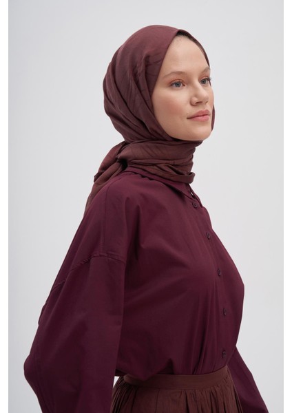 Kızıl Kahve Carell Simetrik Jakar Italyan Ipekli Şal