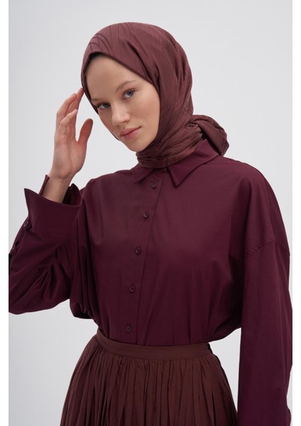 Kızıl Kahve Carell Simetrik Jakar Italyan Ipekli Şal modelleri