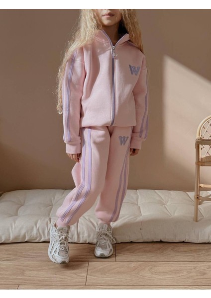 Kız Çocuk W Şeritli Fermuarlı Sweatshirtli Kışlık Takım fiyatları