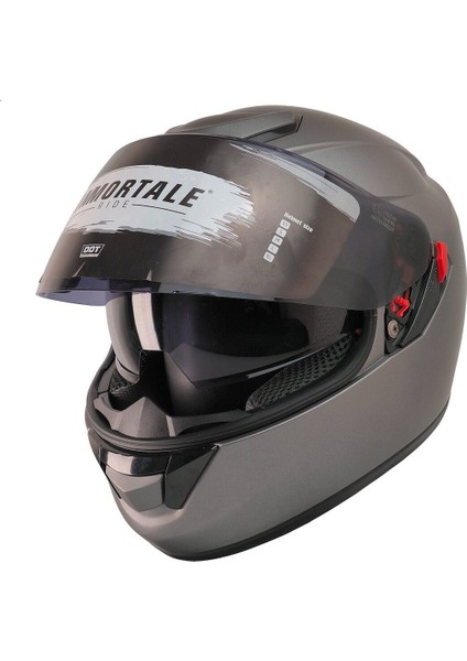 Motosiklet Kaskı Ce Sertifikalı Güneş Vizörlü Full Face Mat Titanyum Kask