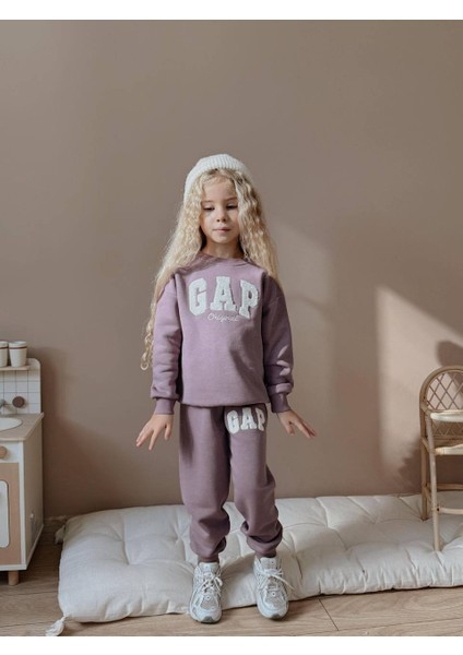 Kız Çocuk Original Yazı Baskılı Eşofmanlı Kışlık Takım