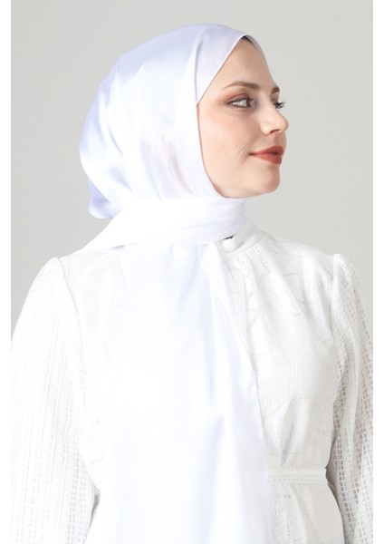 Beyaz Harem Scarf Como Saten Şal modelleri