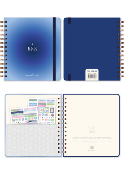 2026 18X20 Spiralli Haftalık Kare Ajanda 12 Aylık - Mavi Aura indirimleri