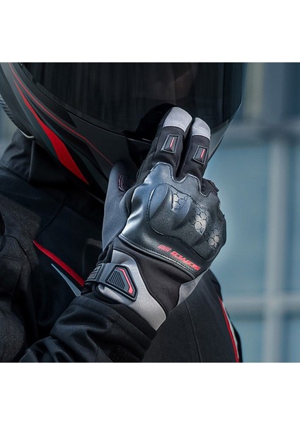 Motosiklet Kışlık Eldiven Waterproof Oxford ve Deri Kumaş Premium Motor Korumalı Eldiveni Kırmızı fiyatları