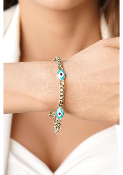 14 Ayar Altın 3'lü Çekik Göz Gurmet Zincir Bileklik indirimleri