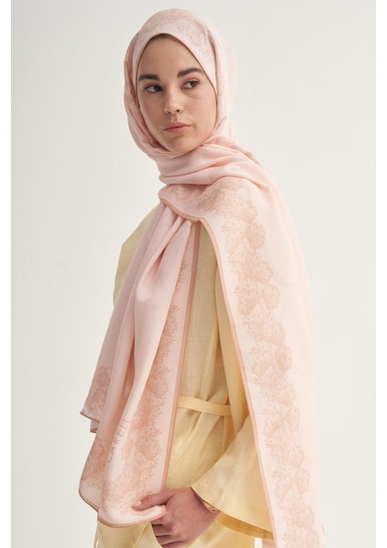 Somon Carell Floral Çiçekli Monogram Floş Şal