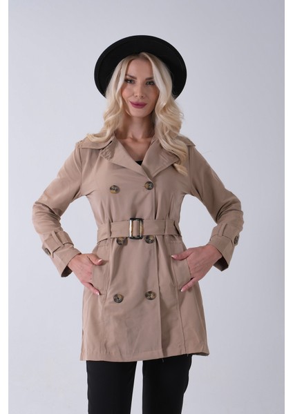 Vizon Bilek ve Omuz Apolet Detaylı Kemerli Düğme Kapamalı Trenç 4200829.34 modelleri