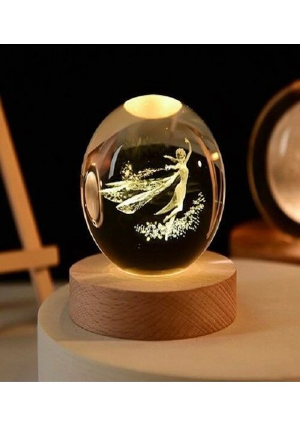 Orta Boy Prenses Temalı Cam Ahşap Zeminli Küre