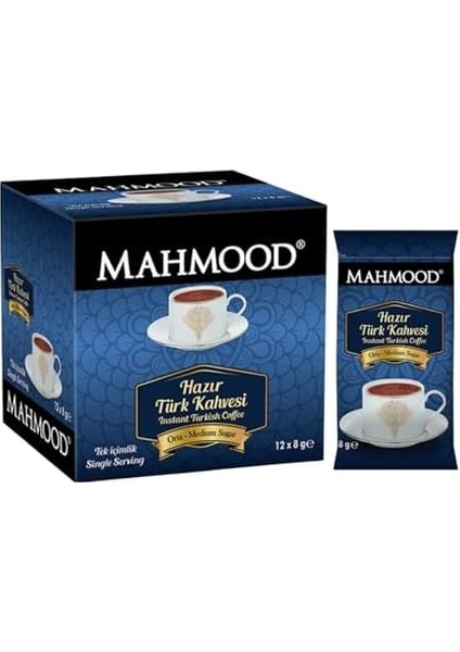 Mahmood Coffee Hazır Türk Kahvesi Orta (8 gr x 12 Adet)