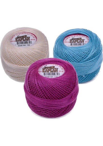 3 Adet Kaplan Etamin ve Kanaviçe Ipi 8 No Kod/renk: 748 - 293 - 114 - Ryl